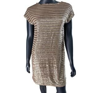 Trina Turk Women's Ronson Cap Sleeve Sequin Dress XS Gold